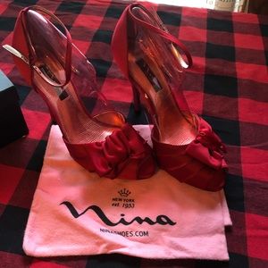 Nina NY Red Strap heels